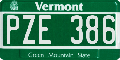 VT license plate PZE386