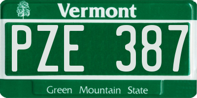 VT license plate PZE387