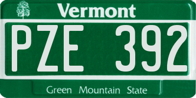 VT license plate PZE392