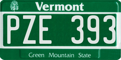 VT license plate PZE393