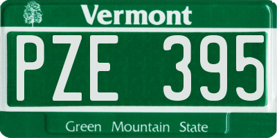VT license plate PZE395