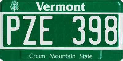 VT license plate PZE398
