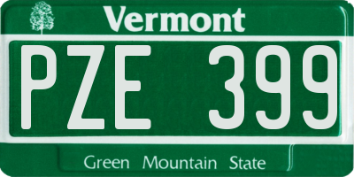 VT license plate PZE399