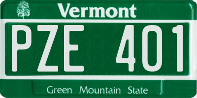 VT license plate PZE401