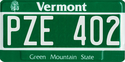 VT license plate PZE402