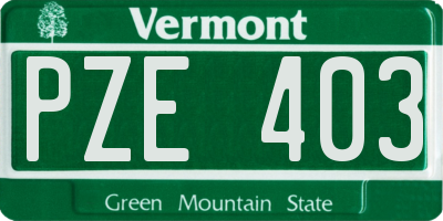VT license plate PZE403