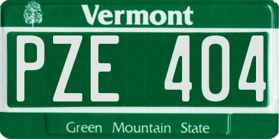 VT license plate PZE404