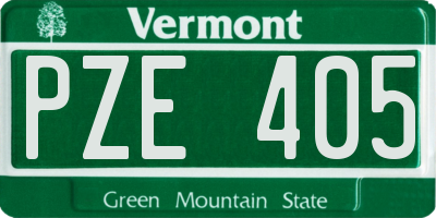 VT license plate PZE405