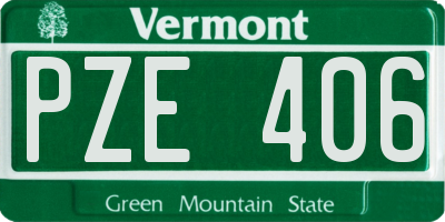 VT license plate PZE406