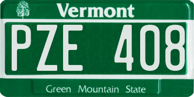 VT license plate PZE408