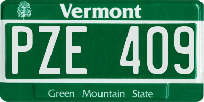VT license plate PZE409