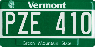 VT license plate PZE410