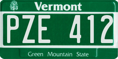 VT license plate PZE412