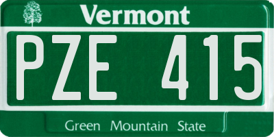 VT license plate PZE415