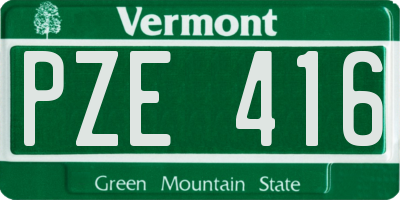 VT license plate PZE416