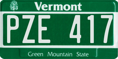 VT license plate PZE417