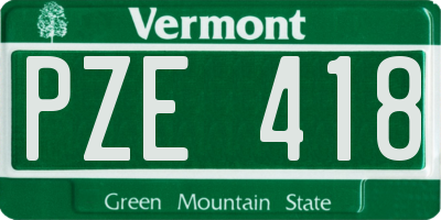 VT license plate PZE418