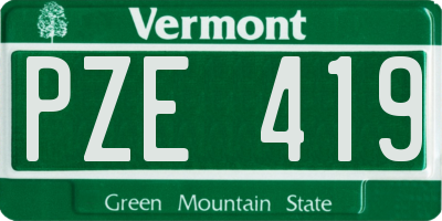 VT license plate PZE419