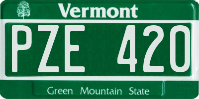 VT license plate PZE420