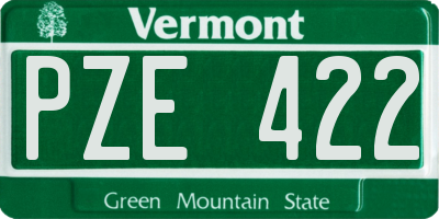 VT license plate PZE422