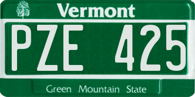 VT license plate PZE425