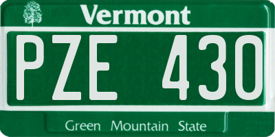 VT license plate PZE430