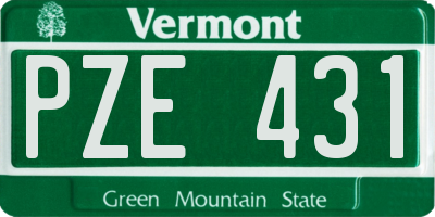 VT license plate PZE431