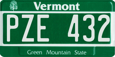 VT license plate PZE432