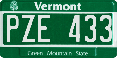 VT license plate PZE433