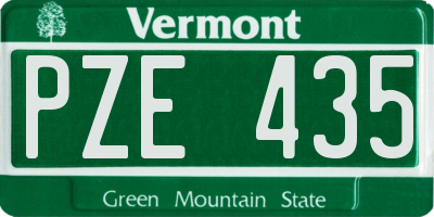 VT license plate PZE435