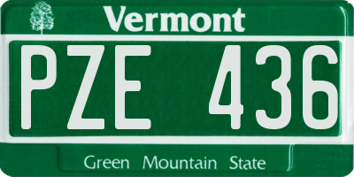 VT license plate PZE436