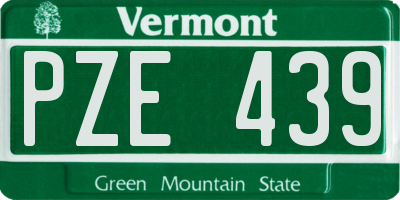 VT license plate PZE439