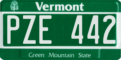VT license plate PZE442