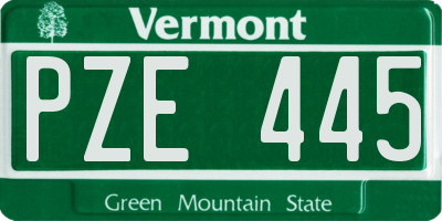 VT license plate PZE445
