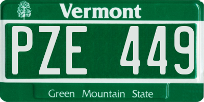 VT license plate PZE449