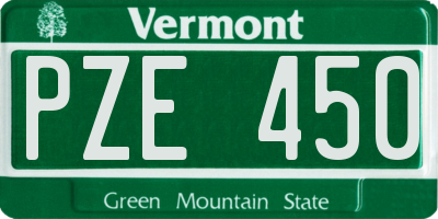 VT license plate PZE450