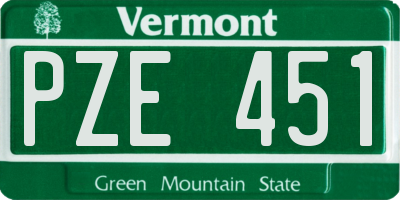 VT license plate PZE451