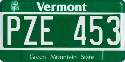 VT license plate PZE453