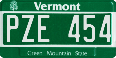VT license plate PZE454