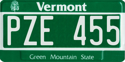 VT license plate PZE455