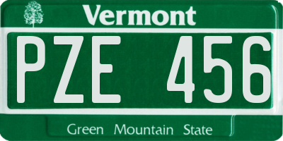 VT license plate PZE456