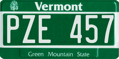 VT license plate PZE457