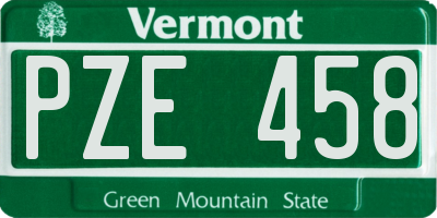 VT license plate PZE458
