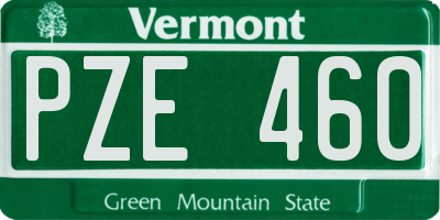 VT license plate PZE460
