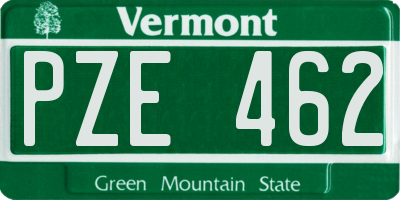 VT license plate PZE462