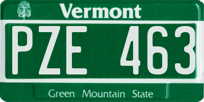 VT license plate PZE463