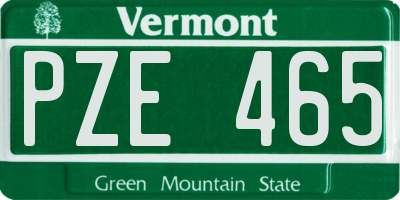 VT license plate PZE465