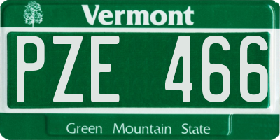 VT license plate PZE466