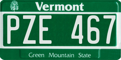 VT license plate PZE467