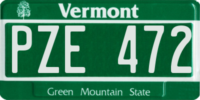VT license plate PZE472